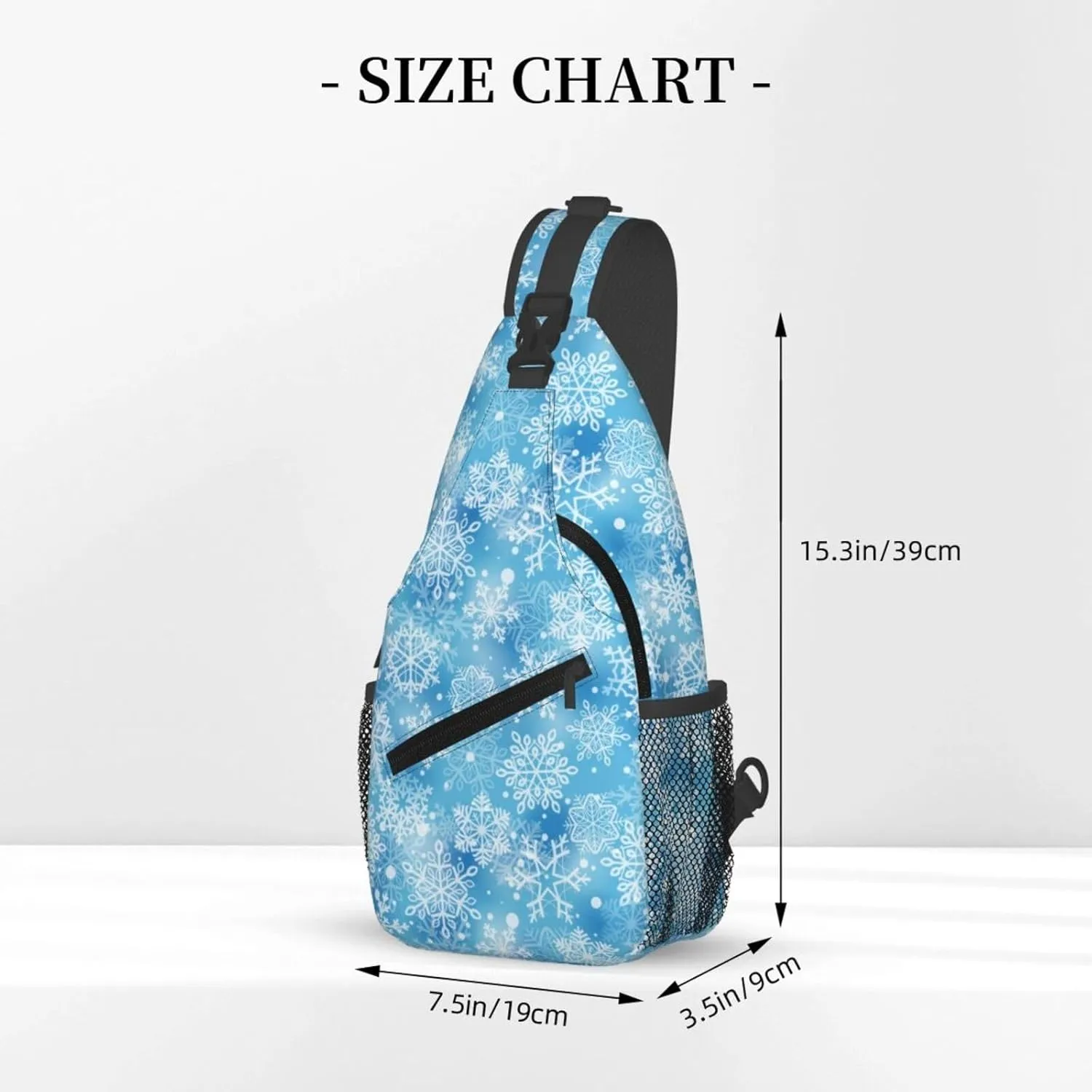 Merry Christmas Snowflakes Blue Cross Chest Bag Diagonally Hiking Crossbody Bag Travel Shoulder Daypack Lightweight Sling Backpack Cycling Daypacks Fitness Chest Backpacks