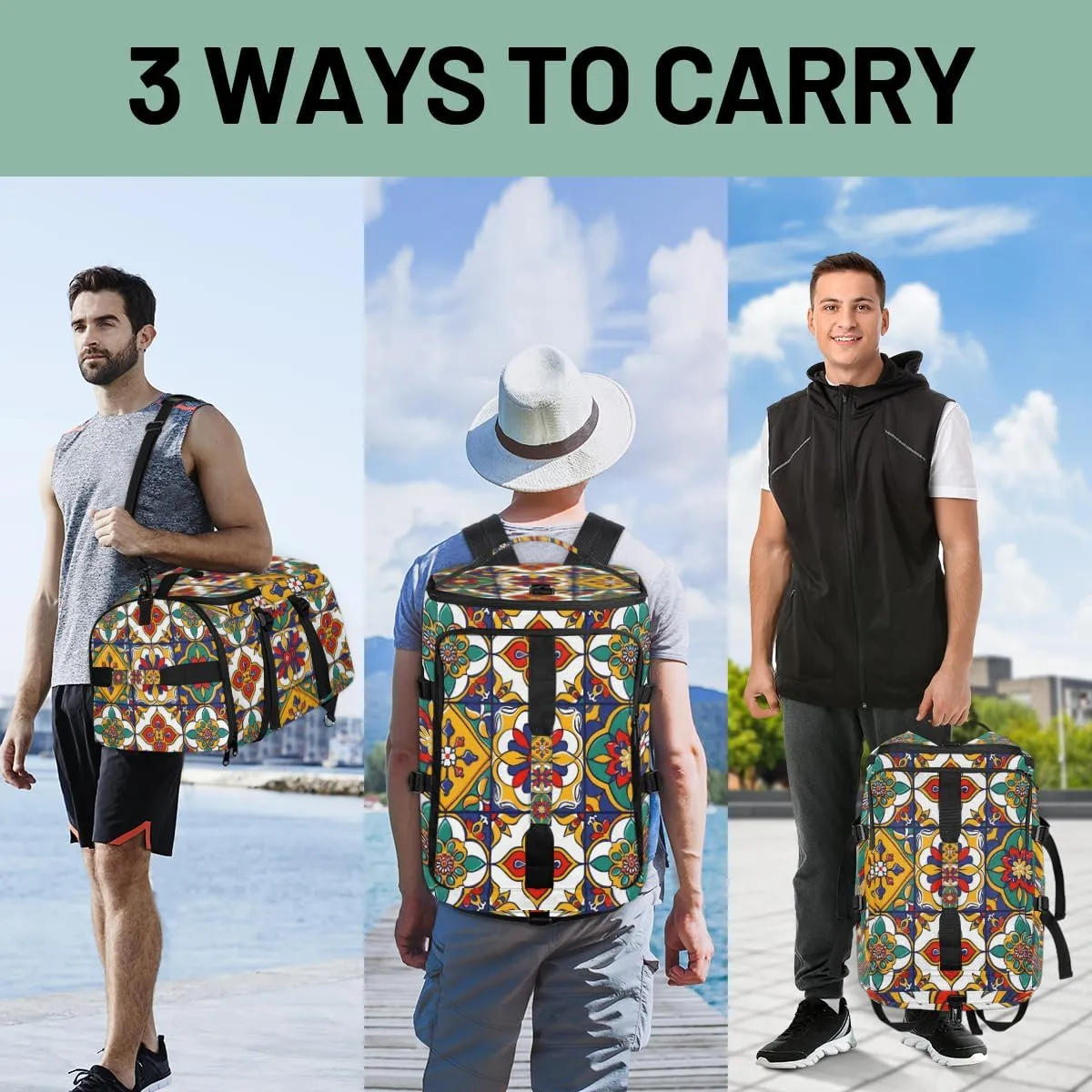 Mexican Talavera Ceramic Tile Travel Backpack Carry On Flight Approved for Men Women, Lightweight Large Luggage Weekender Casual Daypack Backpacks for Traveling Airplane