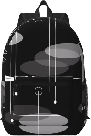 Mid-Century Atomic Space Age 17 Inch Backpacks Multipurpose Laptop Backpack Double Shoulder Bag for Men Women Gifts