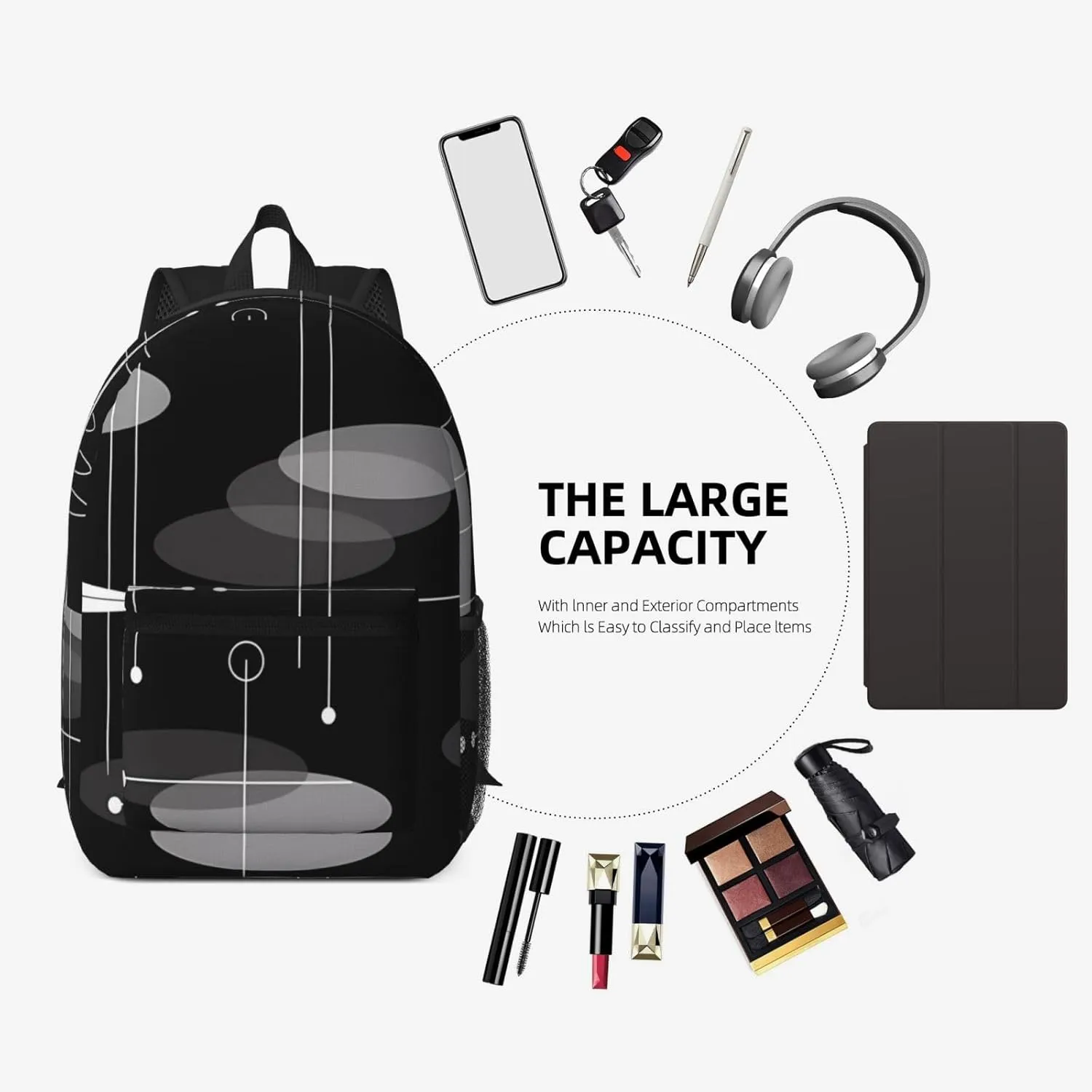 Mid-Century Atomic Space Age 17 Inch Backpacks Multipurpose Laptop Backpack Double Shoulder Bag for Men Women Gifts