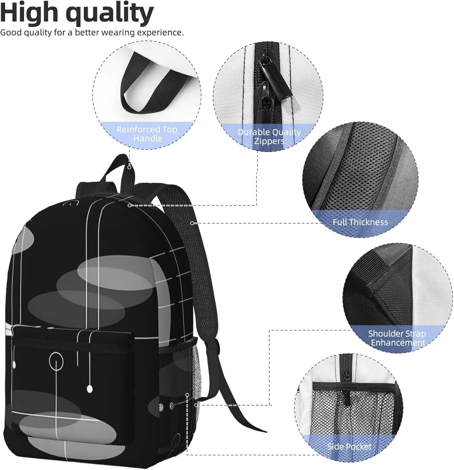 Mid-Century Atomic Space Age 17 Inch Backpacks Multipurpose Laptop Backpack Double Shoulder Bag for Men Women Gifts