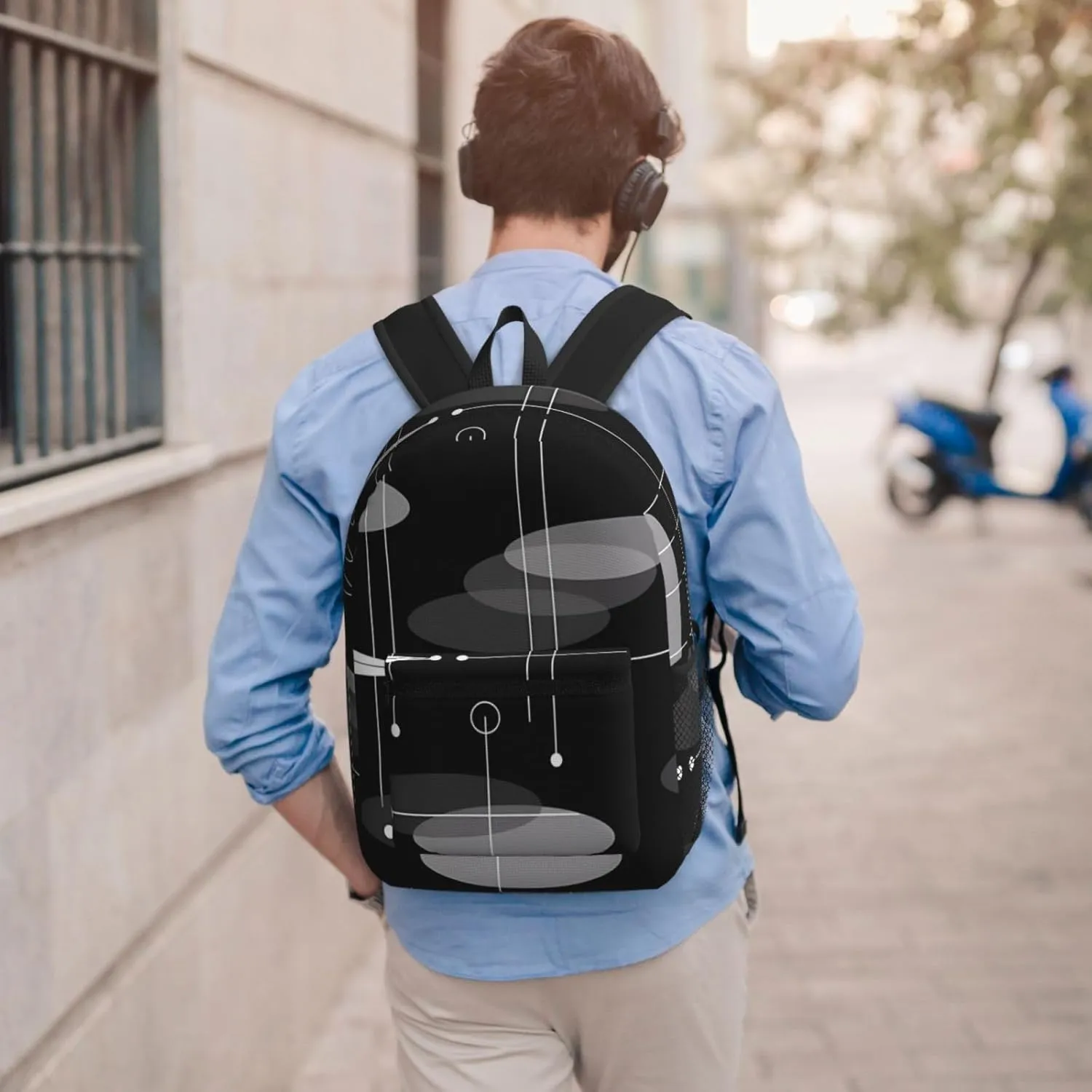 Mid-Century Atomic Space Age 17 Inch Backpacks Multipurpose Laptop Backpack Double Shoulder Bag for Men Women Gifts