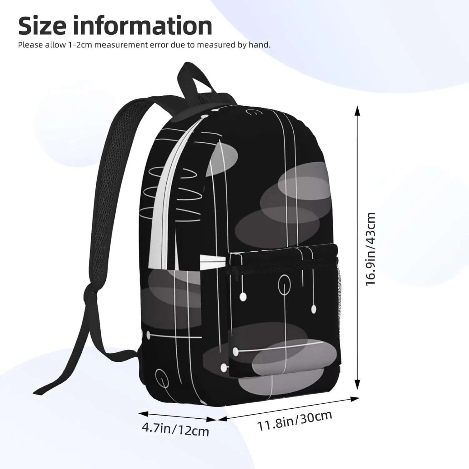 Mid-Century Atomic Space Age 17 Inch Backpacks Multipurpose Laptop Backpack Double Shoulder Bag for Men Women Gifts