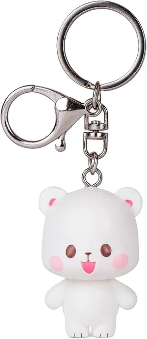Milk Mocha 3D Figurine Keychain - Cute Vinyl Key Chain for Handbags, Purses, Bags and Backpacks, Metal Keyring