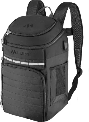 Millenti Backpacks Basketball Soccer Backpack - with Ball Compartment, Travel College Sports Bag and 13” Laptop Sleeve, 27L (Black)
