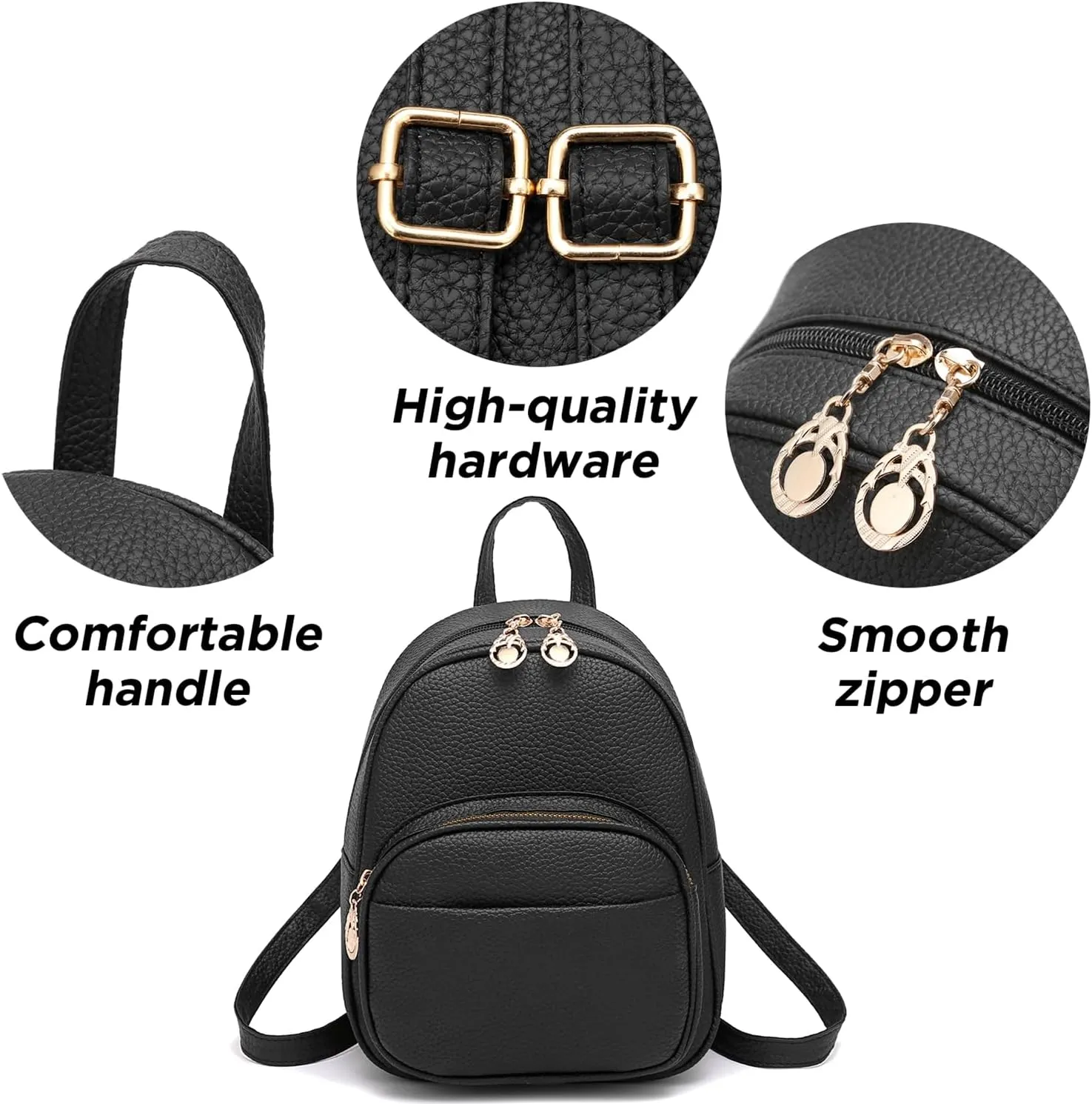 Mini Backpack for Women Girls Leather Backpacks Casual Small Daypack Shoulder Bag with Pockets