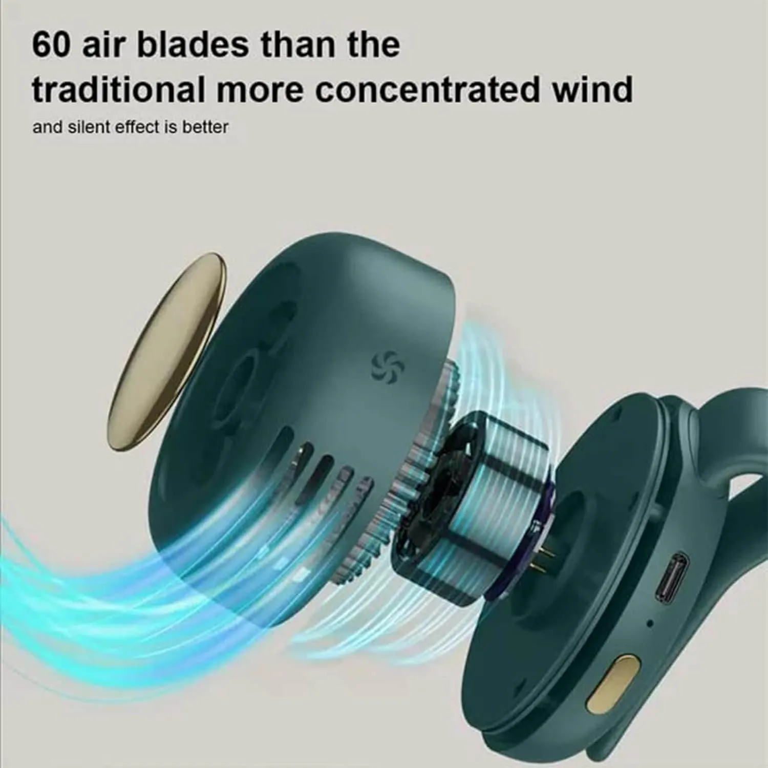 Mini Clip on Fan for Shirt & Waist, Portable Small Whirlwind Bladeless Fan, Small but Powerful, 3-Speed Silent Personal Mini Rechargeable Cooling Fans for Better Cooling (White)
