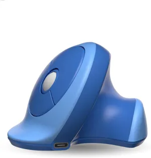 Mini Ergonomic Mouse,Dual-Mode Wireless Bluetooth Vertical Mouse - Rechargeable, Silent, Multi-Device Connection, Ideal for Laptops and Desktops, for Family and Friends (Blue)