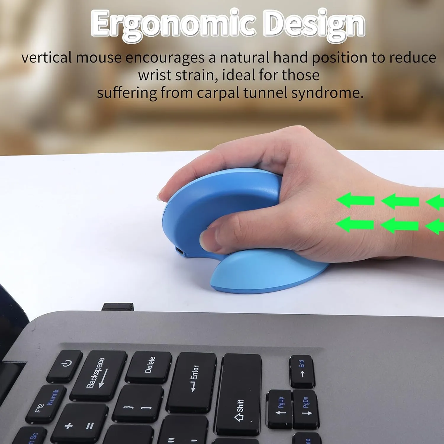 Mini Ergonomic Mouse,Dual-Mode Wireless Bluetooth Vertical Mouse - Rechargeable, Silent, Multi-Device Connection, Ideal for Laptops and Desktops, for Family and Friends (Blue)