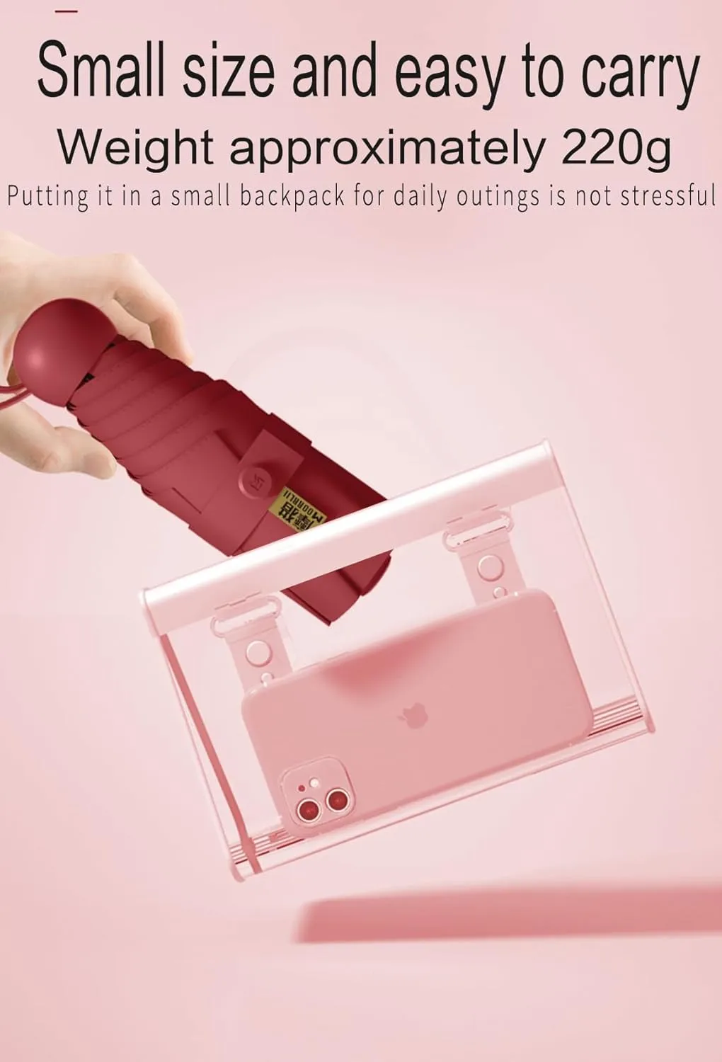 Mini Travel Folding Umbrella for Purse - UPF 50  Sun & Rain UV Protection, Windproof Small Compact Lightweight Design Fits in Pocket or Bag, Portable Wallet Parasol for Commuter, Men Women Boys Girls