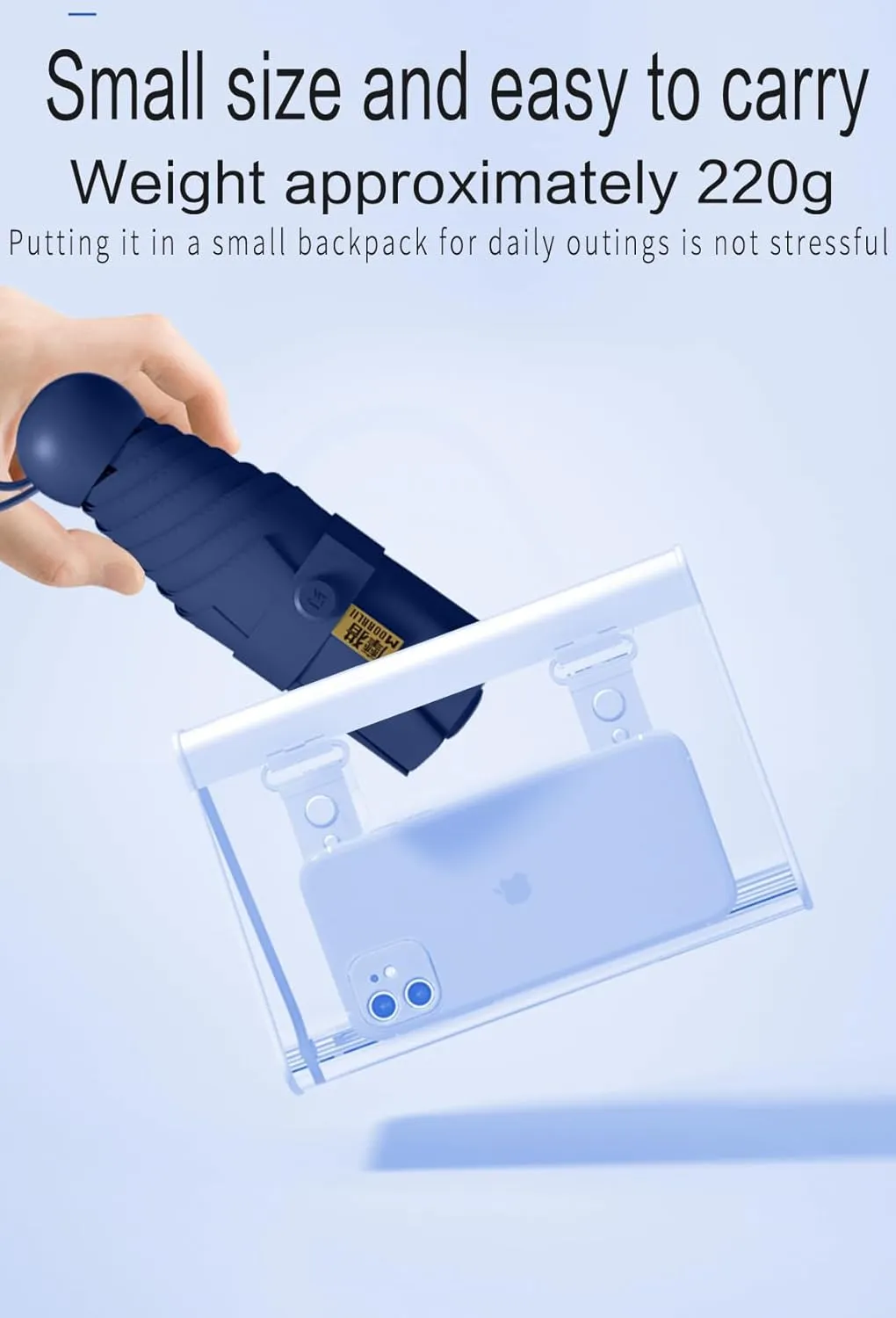 Mini Travel Folding Umbrella for Purse - UPF 50  Sun & Rain UV Protection, Windproof Small Compact Lightweight Design Fits in Pocket or Bag, Portable Wallet Parasol for Commuter, Men Women Boys Girls