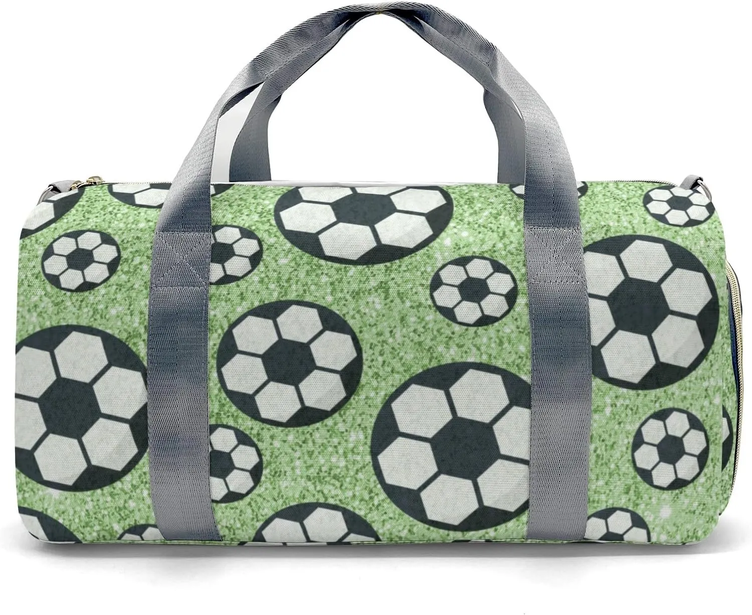 Mint Gliiter Print Sport Ball Soccer Personalized Gym Dance Bag for Girls Boys,Custom Name Sport Duffel Bag Weekender Bags Carry On Travel Duffel Bag