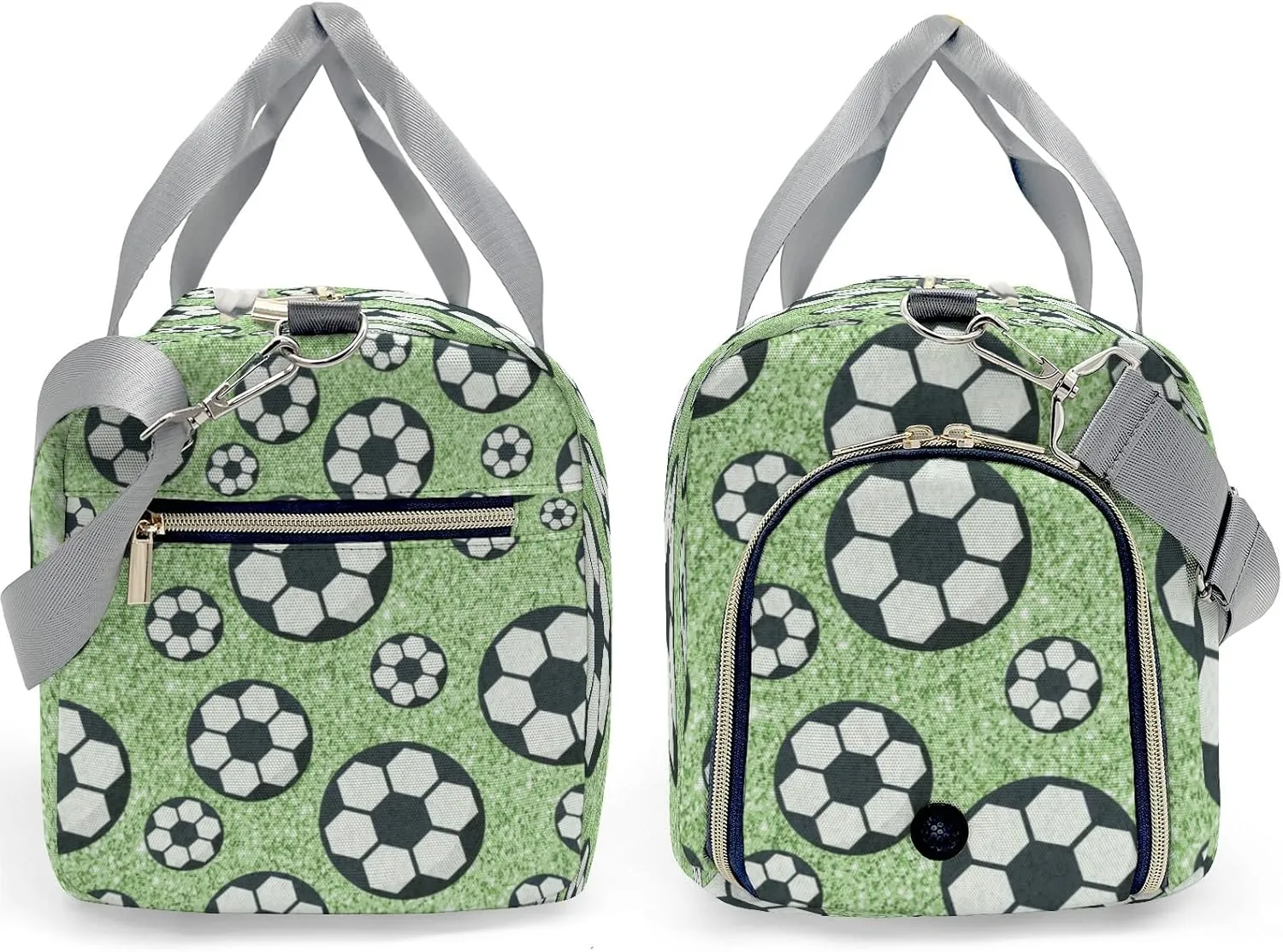 Mint Gliiter Print Sport Ball Soccer Personalized Gym Dance Bag for Girls Boys,Custom Name Sport Duffel Bag Weekender Bags Carry On Travel Duffel Bag