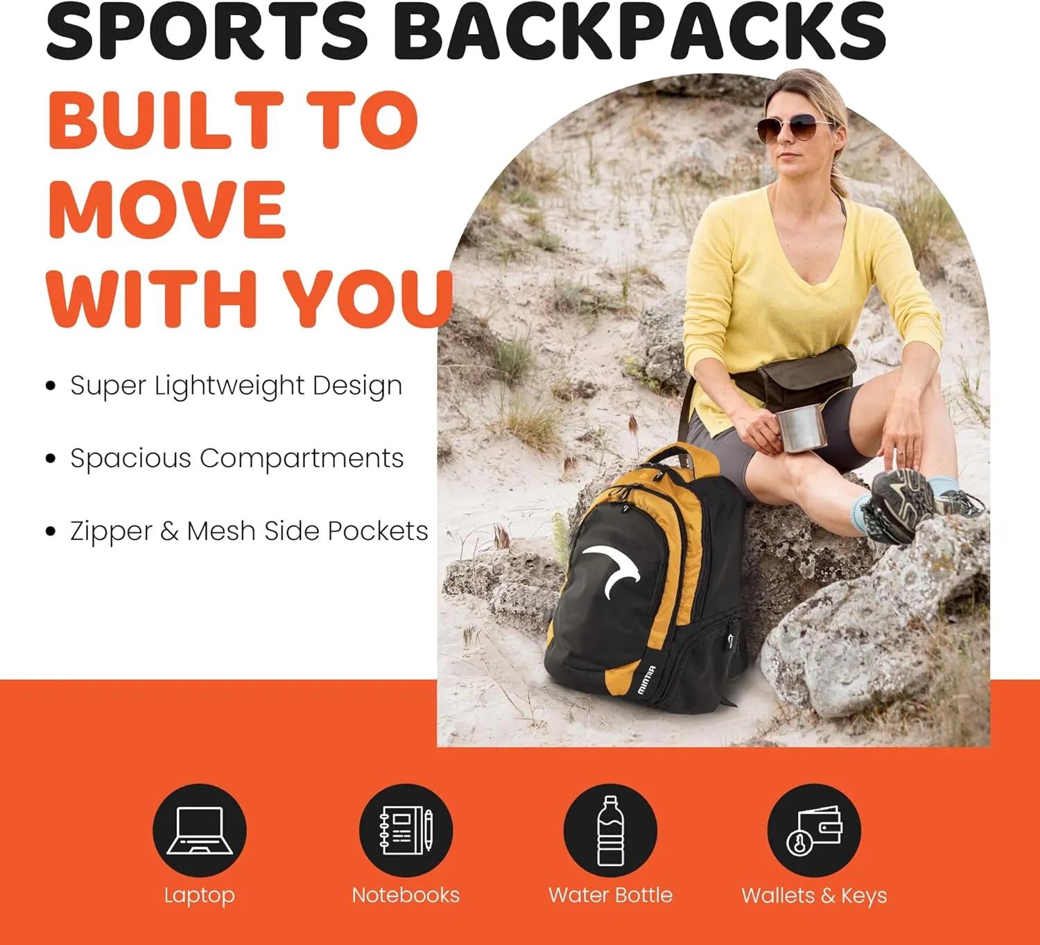 Mintra Sports Backpacks (Glacier Grey, Challenger)