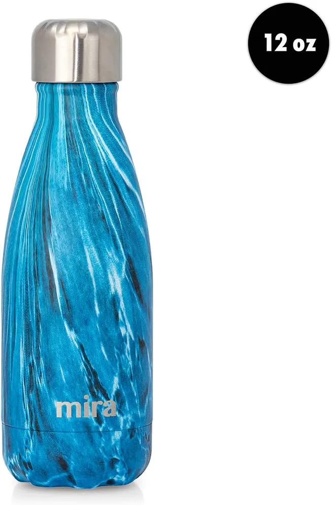 MIRA 12 oz Insulated Water Bottle - Slim Stainless Steel Cola Shape Thermos - Double Wall Hot & Cold Flask (24Hr Cold/12Hr Hot) - Dynamic Blue