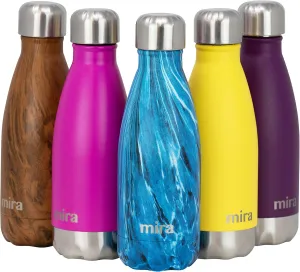 MIRA 12 oz Insulated Water Bottle - Slim Stainless Steel Cola Shape Thermos - Double Wall Hot & Cold Flask (24Hr Cold/12Hr Hot) - Dynamic Blue