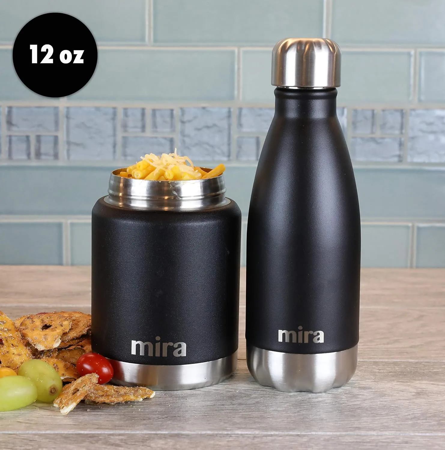MIRA 12 oz Insulated Water Bottle - Slim Stainless Steel Cola Shape Thermos - Double Wall Hot & Cold Flask (24Hr Cold/12Hr Hot) - Rose Pink