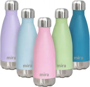 MIRA 12 oz Insulated Water Bottle - Slim Stainless Steel Cola Shape Thermos - Double Wall Hot & Cold Flask (24Hr Cold/12Hr Hot) - Rose Pink