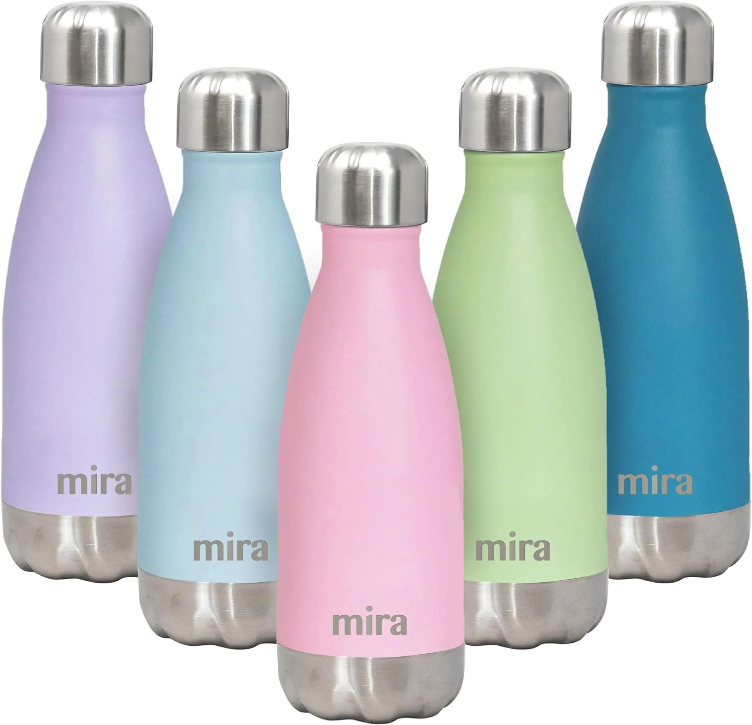MIRA 12 oz Insulated Water Bottle - Slim Stainless Steel Cola Shape Thermos - Double Wall Hot & Cold Flask (24Hr Cold/12Hr Hot) - Rose Pink