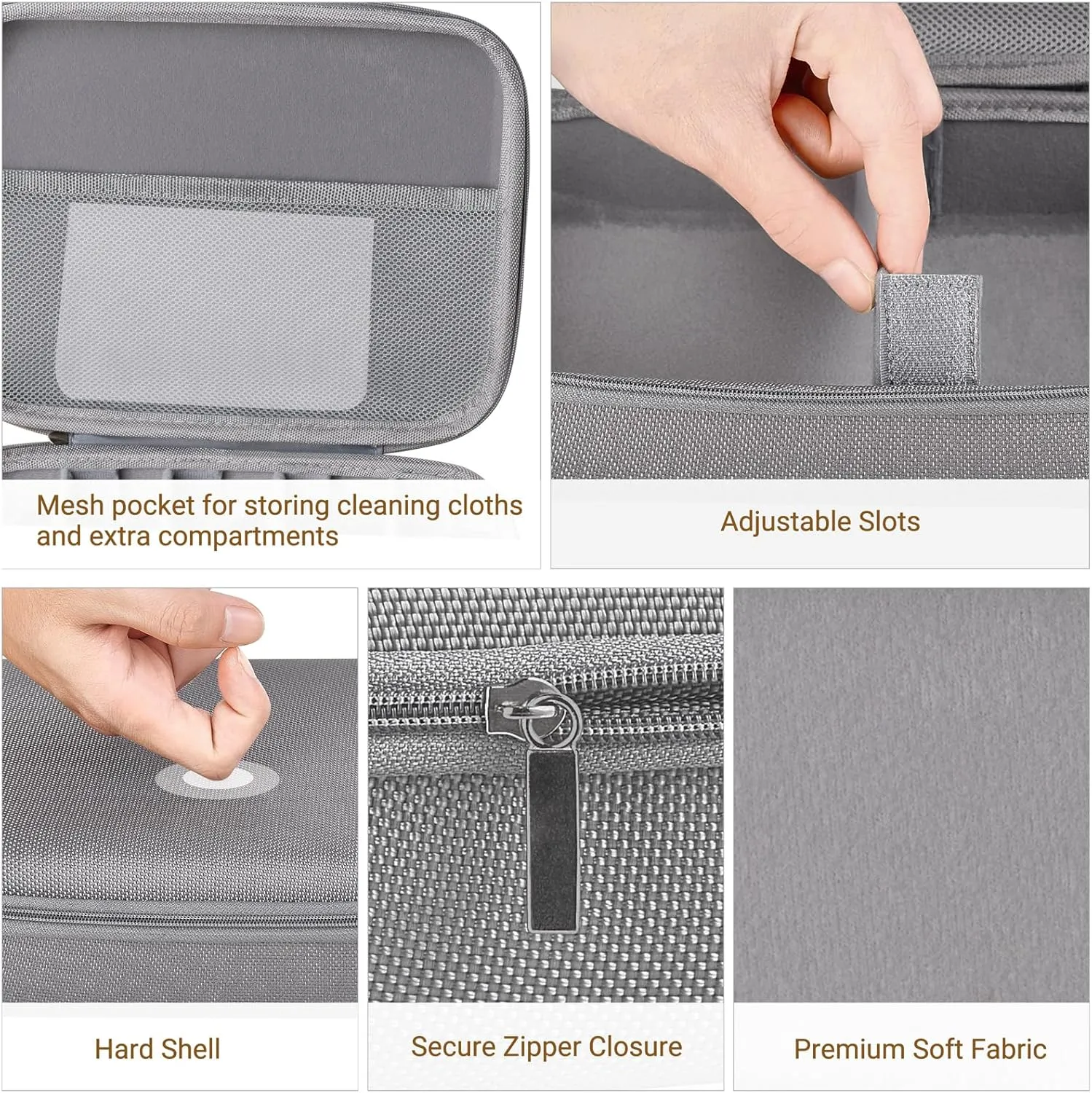 Mkono Travel Sunglasses Organizer Glasses Case Multiple Pairs with Adjustable Slots Eyeglasses Case Storage Box for Men (5 Slots, Gray)