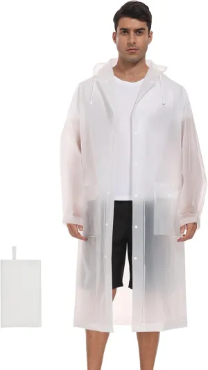 MOCOTONO Reusable Thicken EVA Rain Ponchos for Adults (1 Pack)- Extra Long Rain Jackets Raincoats for Men Women
