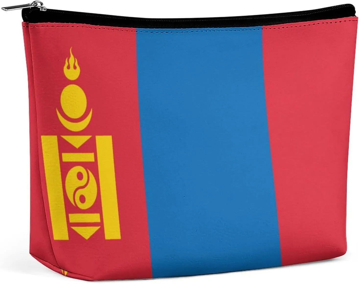Mongolia Flag Compact Cosmetic Bag Lightweight Travel Makeup Pouch Waterproof Toiletry Organizer