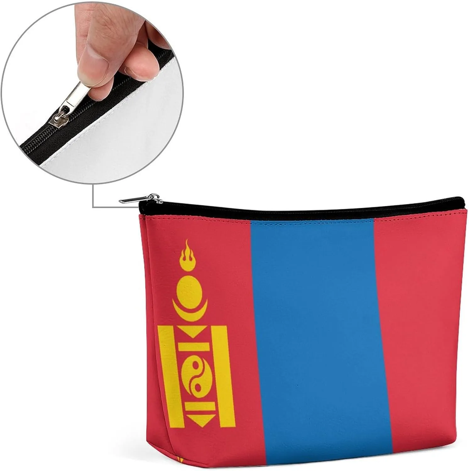 Mongolia Flag Compact Cosmetic Bag Lightweight Travel Makeup Pouch Waterproof Toiletry Organizer
