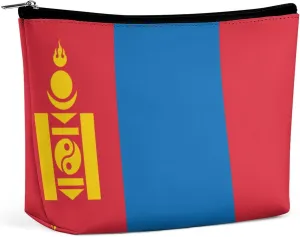 Mongolia Flag Compact Cosmetic Bag Lightweight Travel Makeup Pouch Waterproof Toiletry Organizer