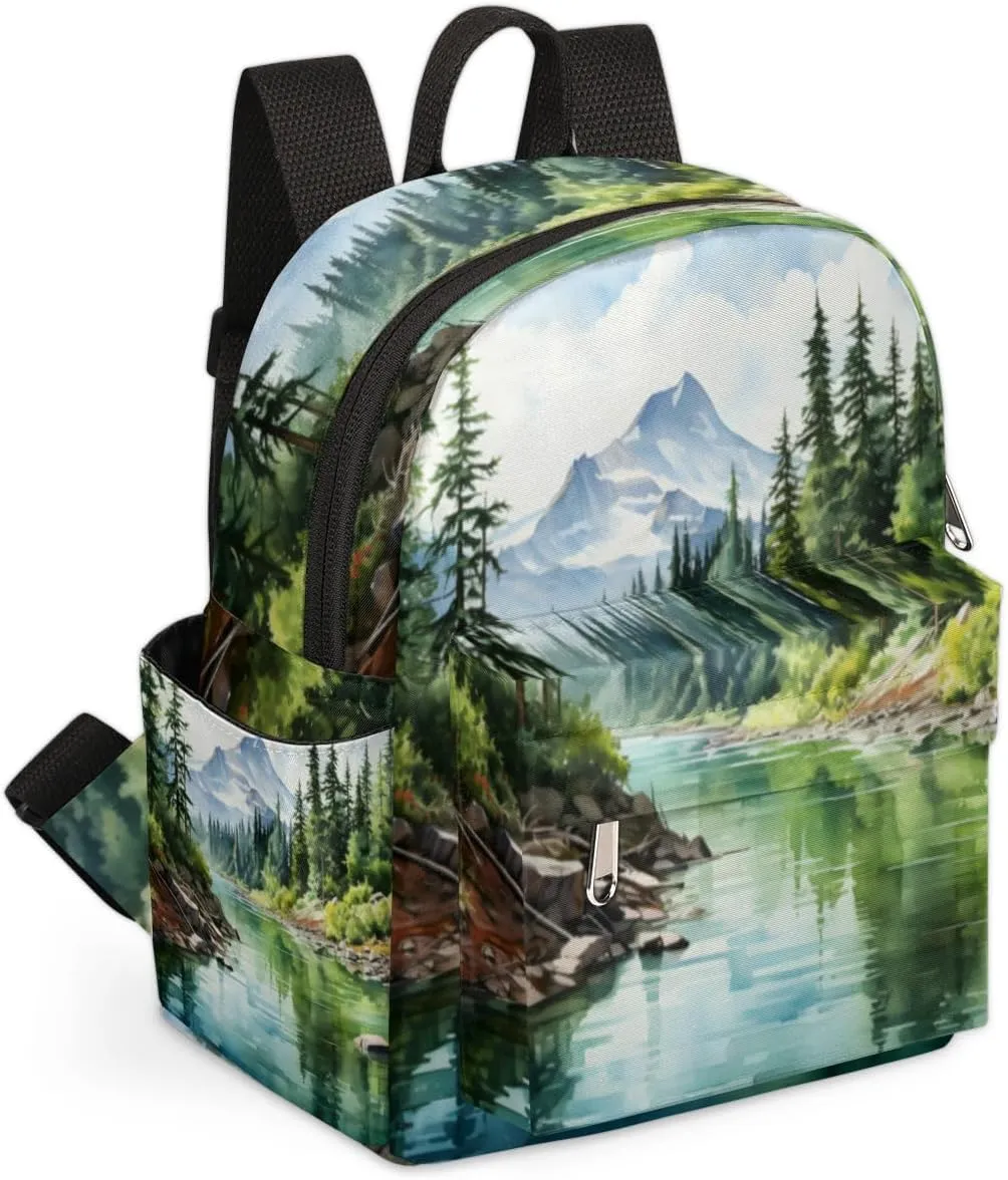 Mountains Pine Tree Mini Backpack Purse for Women Lightweight Shoulder Bag Women Shopping Backpack Small Backpacks Purse