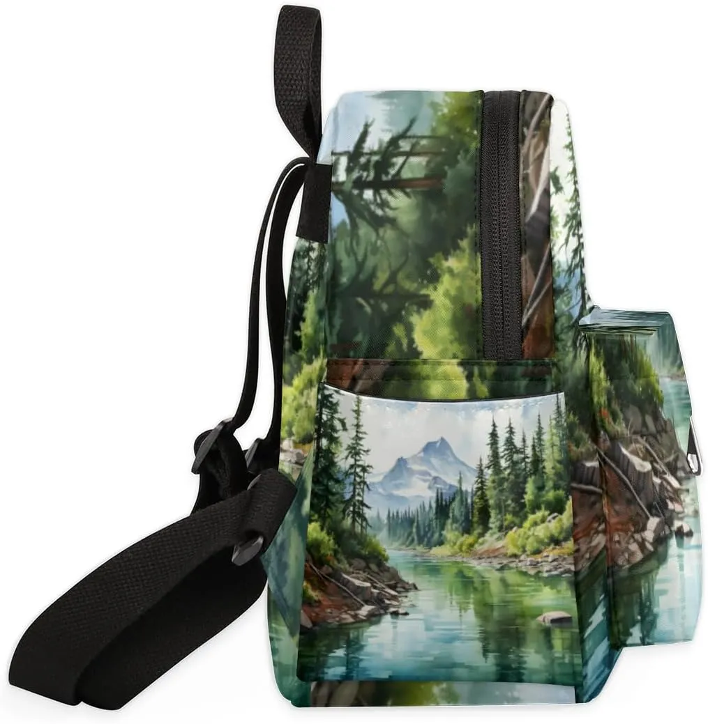 Mountains Pine Tree Mini Backpack Purse for Women Lightweight Shoulder Bag Women Shopping Backpack Small Backpacks Purse