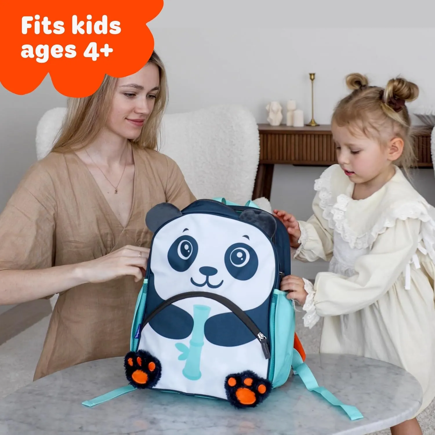 Move2Play, Panda Kids Backpack | Kid Size | Back to School | Elementary, Kindergarten Book Bag | Designed for Boys & Girls Ages 4  Year Olds | Travel Ready