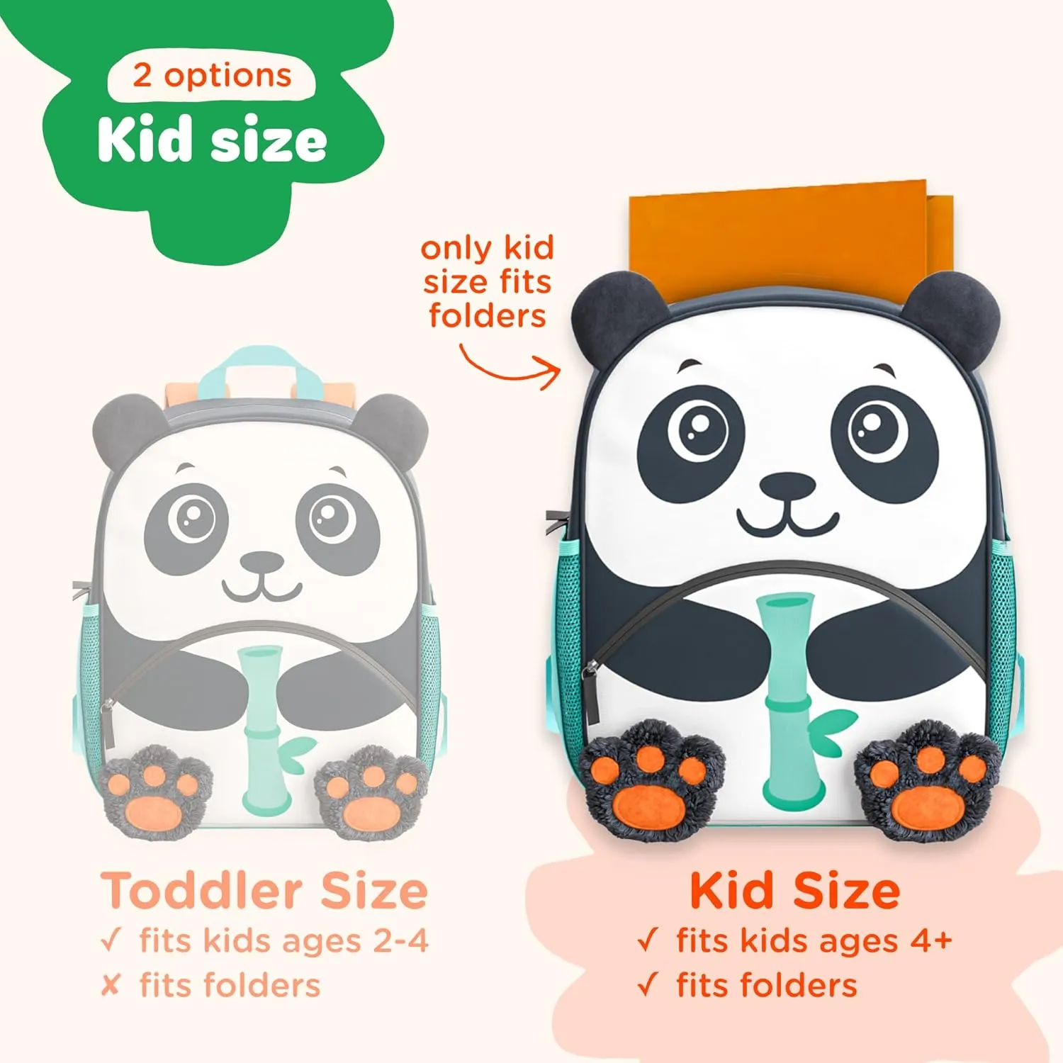 Move2Play, Panda Kids Backpack | Kid Size | Back to School | Elementary, Kindergarten Book Bag | Designed for Boys & Girls Ages 4  Year Olds | Travel Ready