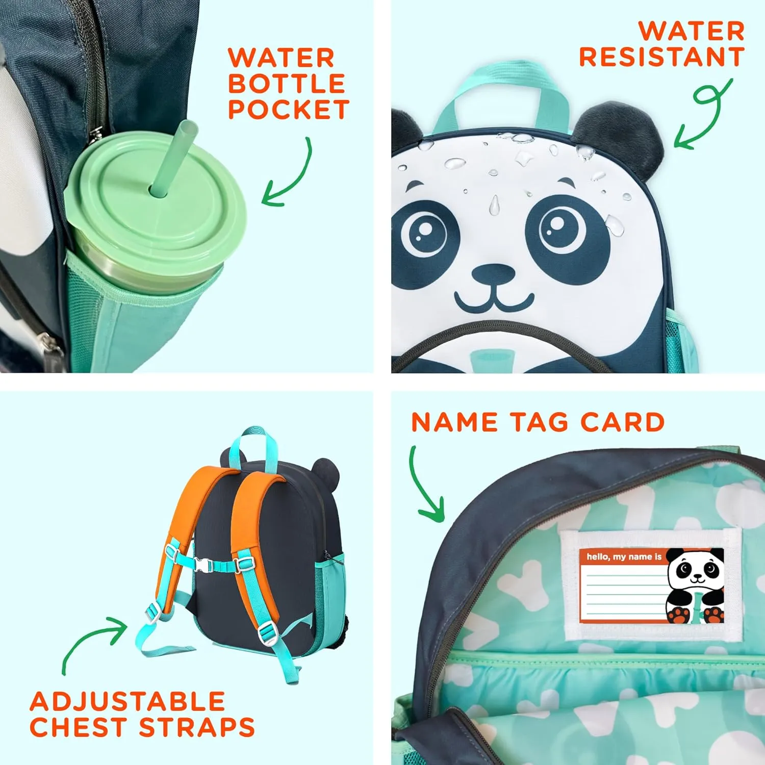 Move2Play, Panda Kids Backpack | Kid Size | Back to School | Elementary, Kindergarten Book Bag | Designed for Boys & Girls Ages 4  Year Olds | Travel Ready