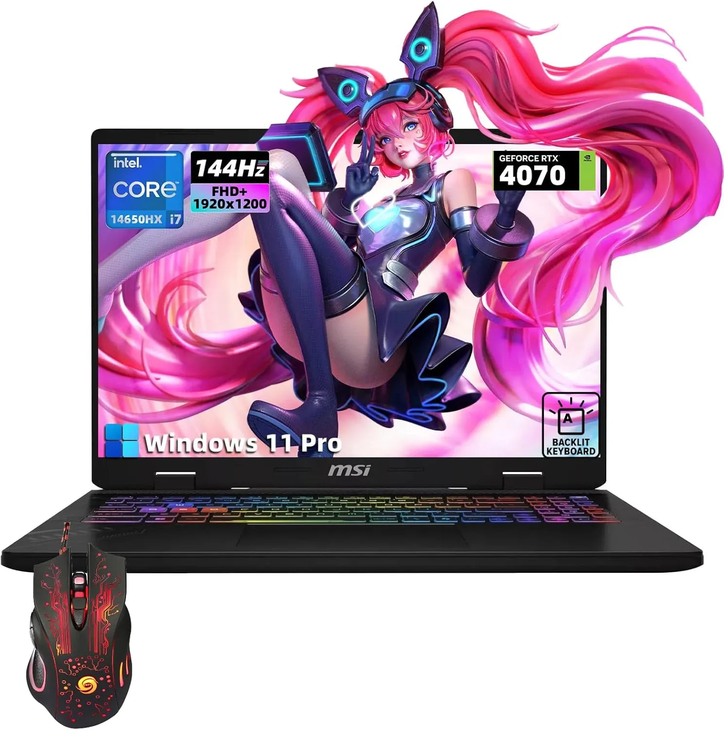 MSI Crosshair 16 Gaming Laptop - 16" FHD (1920x1200) IPS 144 Hz Display, NVIDIA GeForce RTX 4070, Intel 16-Core i7-14650HX, 32 GB DDR5, 2 TB SSD, RGB Backlit Keyboard, WiFi 6, Windows 11 Pro