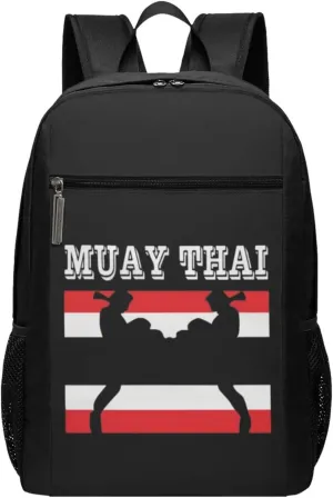 Muay Thai Thailand Flag Travel Laptop Backpack, Business Anti Theft Slim Sturdy Laptops Backpacks, College Computer Bag Gift for Men & Women Fits 17 Inch Notebook,Black