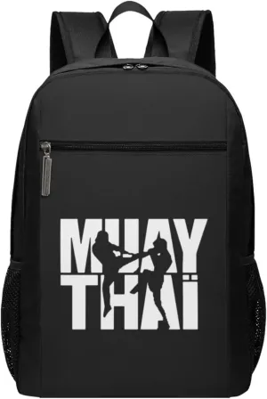 Muay Thai Travel Laptop Backpack, Business Anti Theft Slim Sturdy Laptops Backpacks, College Computer Bag Gift for Men & Women Fits 17 Inch Notebook,Black