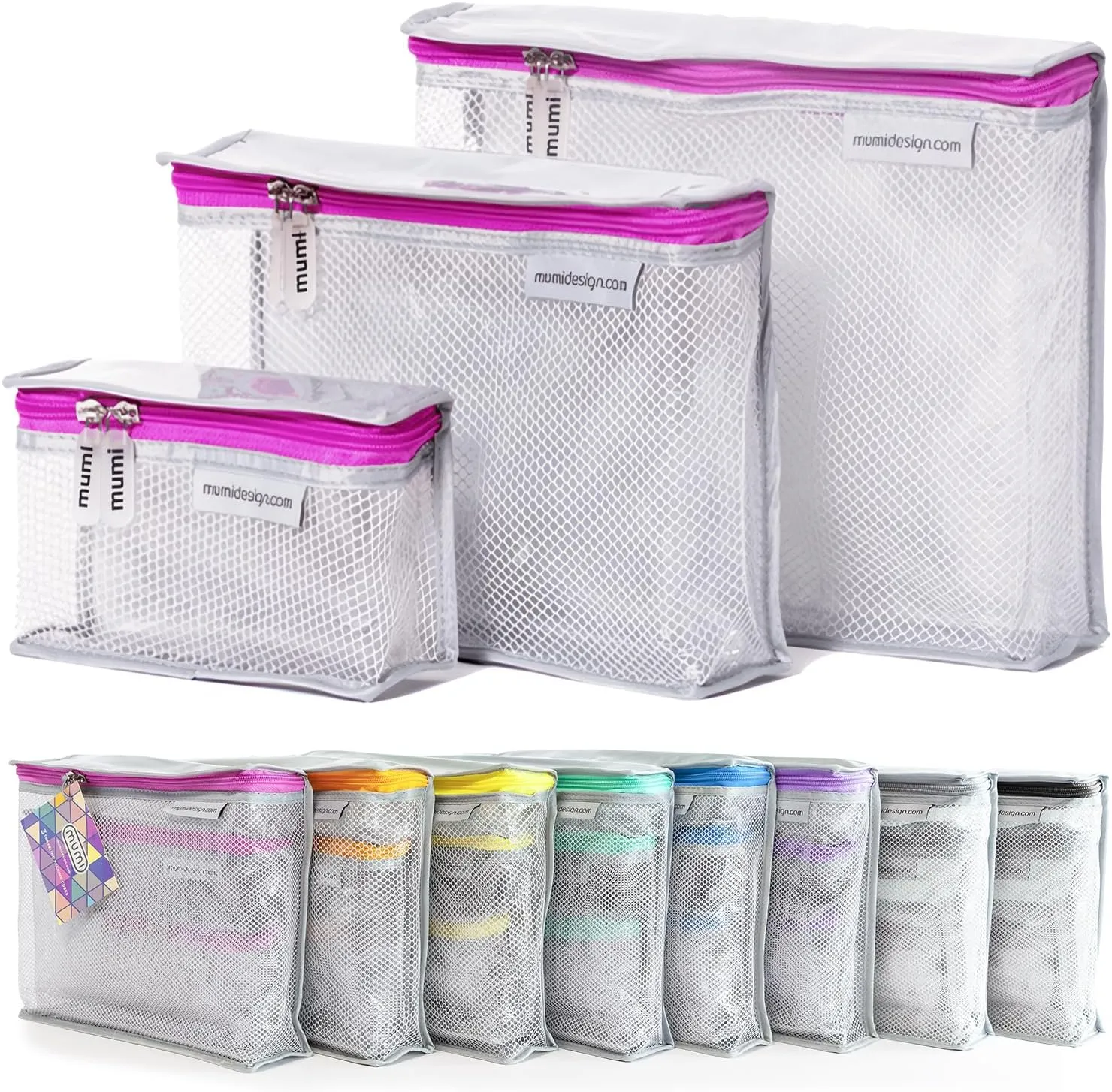 MUMI Travel Toiletry Bag Set of 3 – Water-Resistant Toiletry Bags for Women & Men – Clear Bags for Toiletries, Skincare, Makeup & Travel Essentials – Lightweight, Durable & Portable Organizer