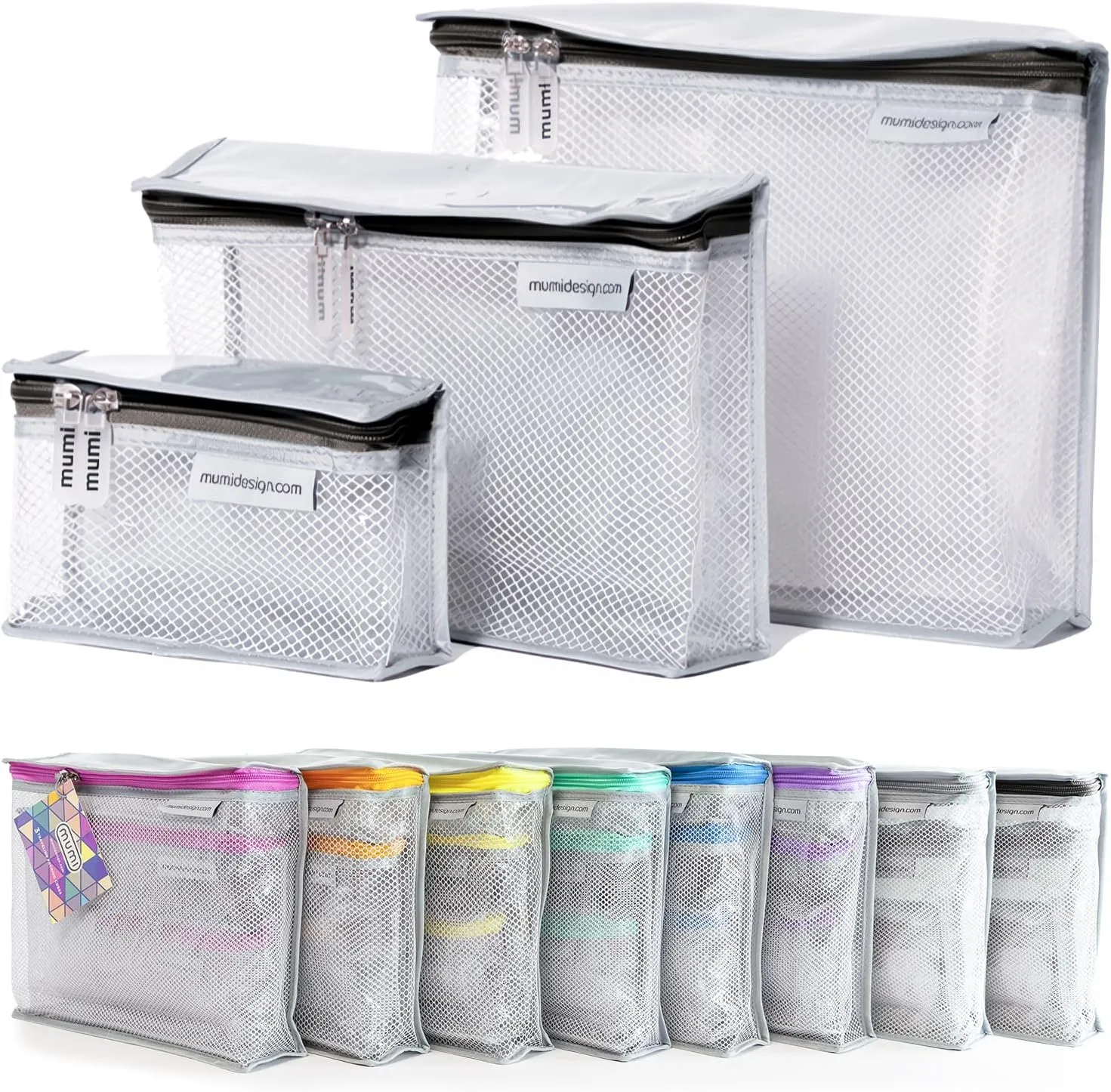 MUMI Travel Toiletry Bag Set of 3 – Water-Resistant Toiletry Bags for Women & Men – Clear Bags for Toiletries, Skincare, Makeup & Travel Essentials – Lightweight, Durable & Portable Organizer
