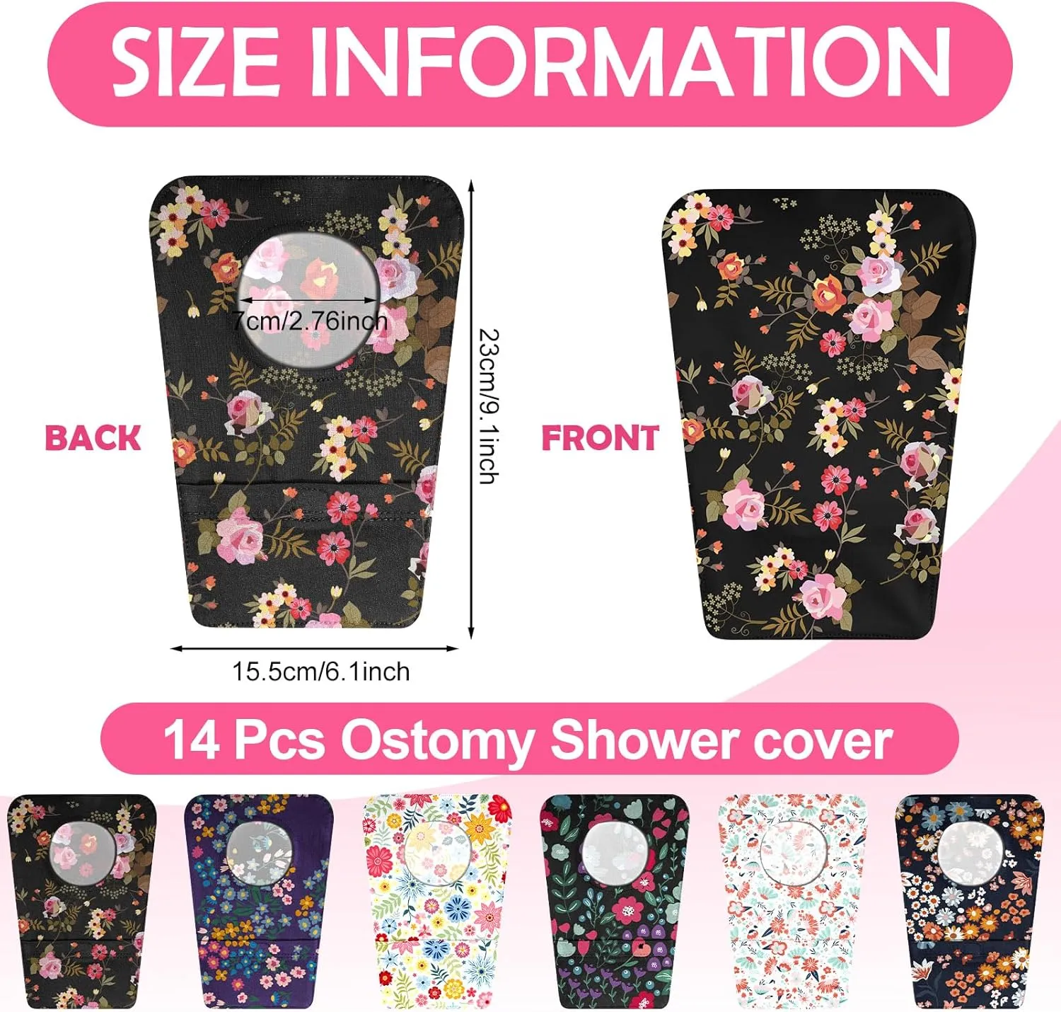 Mumufy 14 Pcs Ostomy Bag Pouch Covers for Women Men with Round Opening Care Protector Shower Wraps Cover Odor