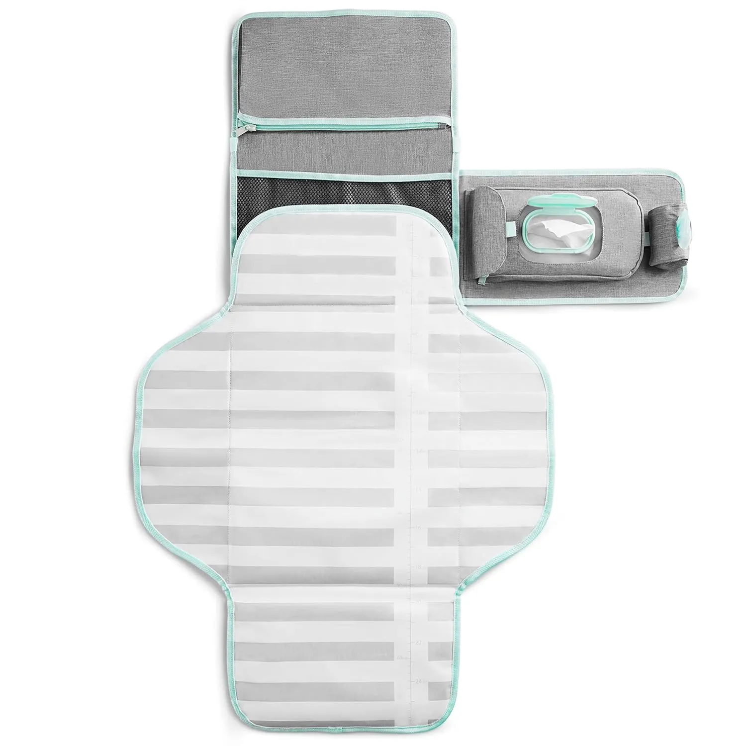 Munchkin Portable Changing Pad – Lightweight and Compact Baby Diaper Changing Mat with Silver-Ion Technology, Includes 12 Diaper Disposal Bags, Grey