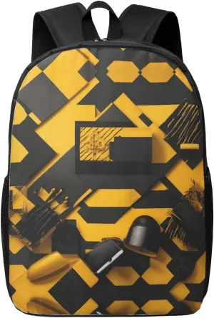 Mustard Yellow And Black Print Simple Backpack Lightweight Bag Travel Rucksack Casual Daypack Laptop Backpacks