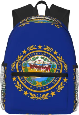 New Hampshire state flag College Backpacks,Backpacks With Pockets, Lightweight Bookbag For College for Women Men