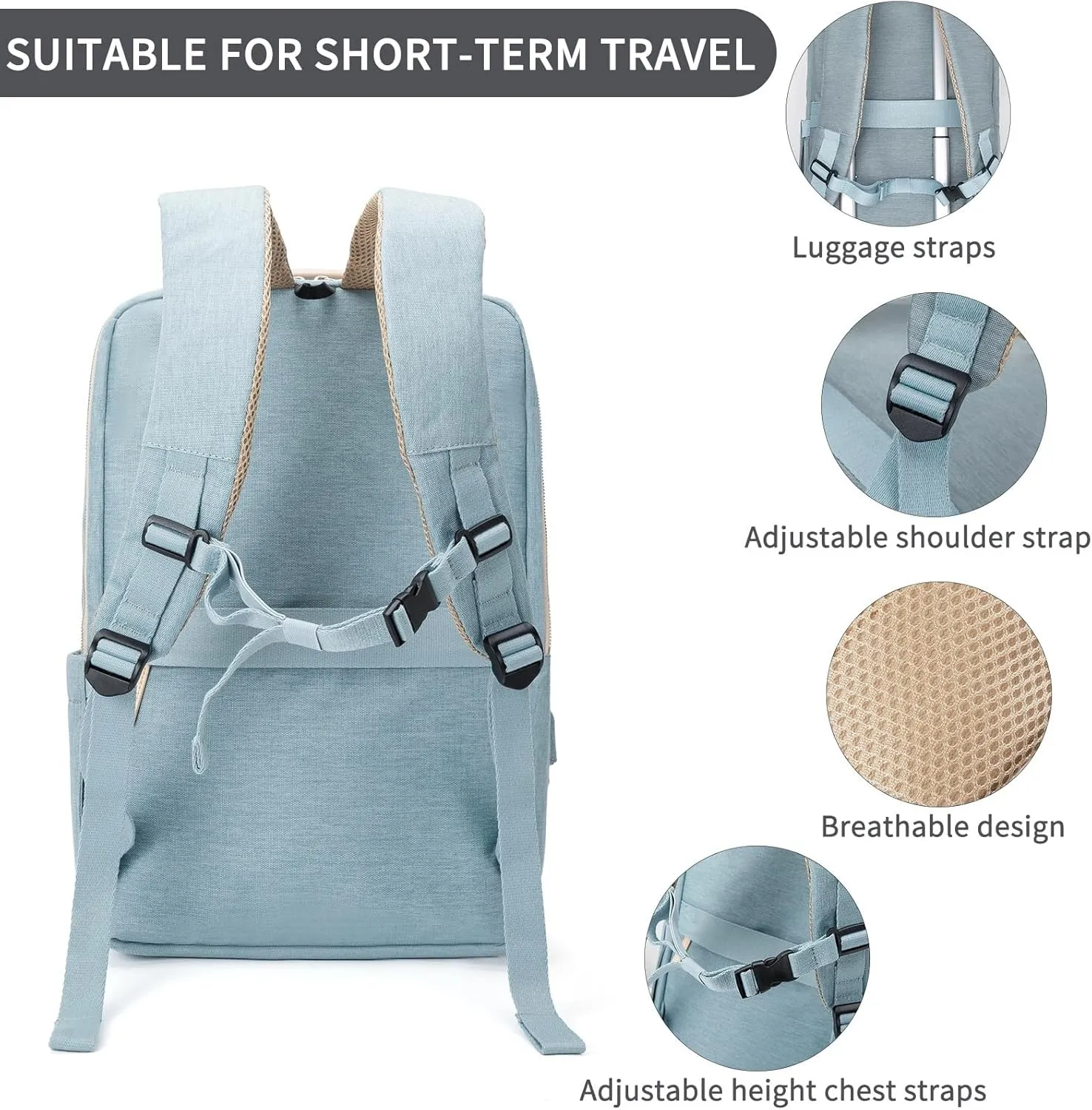 NOBLEMAN Laptop Backpack for Women, Professional Adult Office Commuter Womens Computer Backpack, Luxury Lightweight Carry on Travel Personal Item Bag For Airlines Fits 16 Laptop (Aqua)