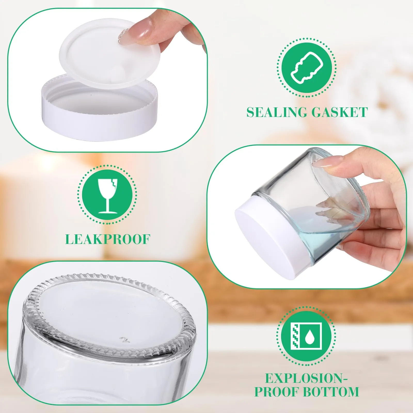 Norme 24 Pcs 4 oz Glass Jars with Lids Leakproof Round Airtight Empty Cosmetic Jars with Inner Liners Lid for Storing Lotions Powder Ointments Candle Making (White,Clear)