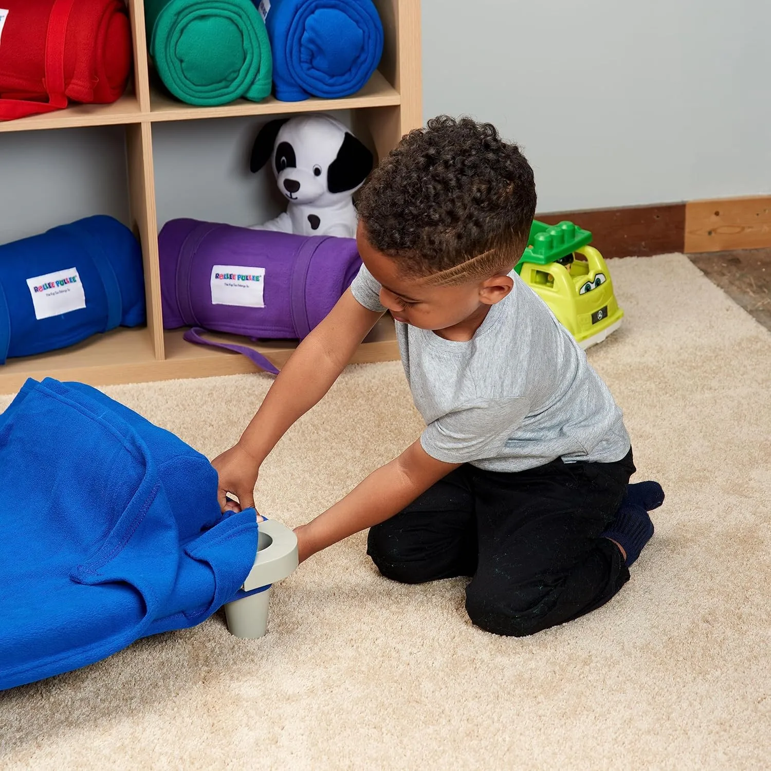 Northwest Rollee Pollee Nap Sac Roll-Up Toddler Blanket with Attached Pillow – Soft Fleece Preschool Nap Mat for Daycare or Travel – Machine Washable – Green