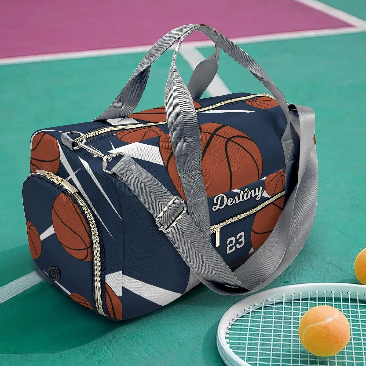 Number Sport Basketball Player Team Navy Personalized Kids Duffel Swim Bag for Boys,Customized Swim Duffle Bag for Boys Man Kids Gifts