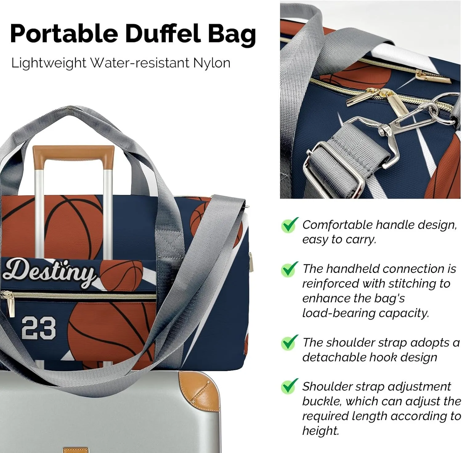 Number Sport Basketball Player Team Navy Personalized Kids Duffel Swim Bag for Boys,Customized Swim Duffle Bag for Boys Man Kids Gifts