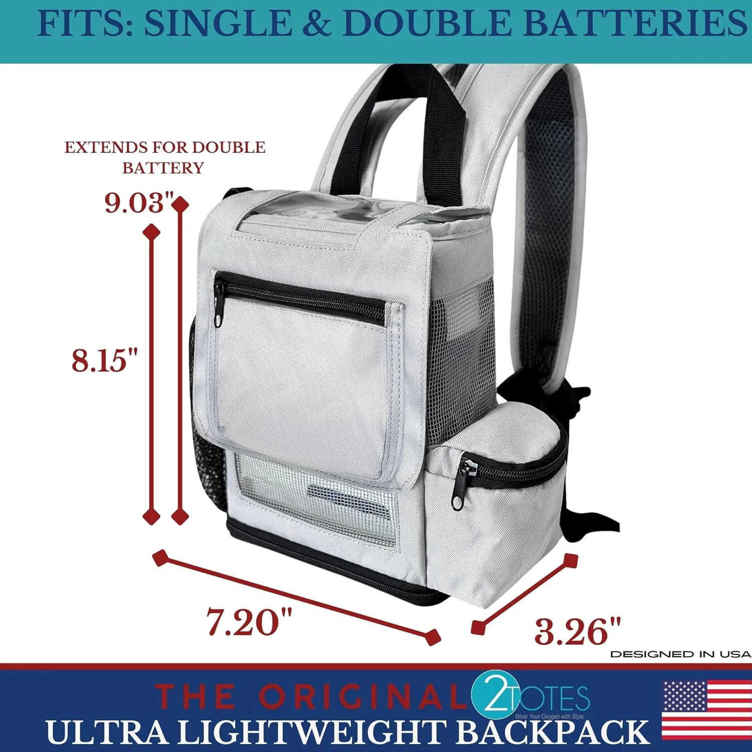 O2TOTES USA Premium Lightweight Carrier for Inogen One G5 Portable Oxygen Backpack