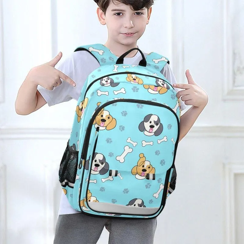 ODAWA Cute Dogs Bones Light Blue Girls School Backpacks Sturdy Durable Travel Gifts Presents Kids Backpack Ages 6-12