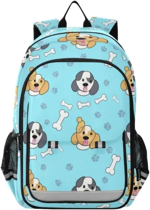 ODAWA Cute Dogs Bones Light Blue Girls School Backpacks Sturdy Durable Travel Gifts Presents Kids Backpack Ages 6-12
